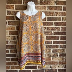 Max Studio Yellow and Blue Patterned Tank Top